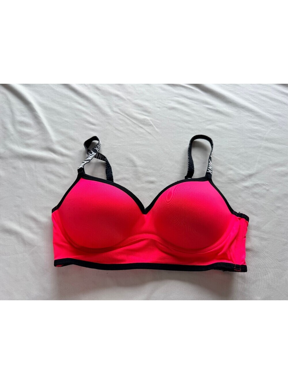 Victoria's Secret PINK Logo Strappy Back Bralette Neon Pink Coral Size M